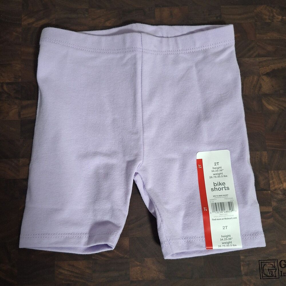 NWT Wonder Nation Toddler Girls Bike Shorts Size 2T Lavender Sunrise Purple New